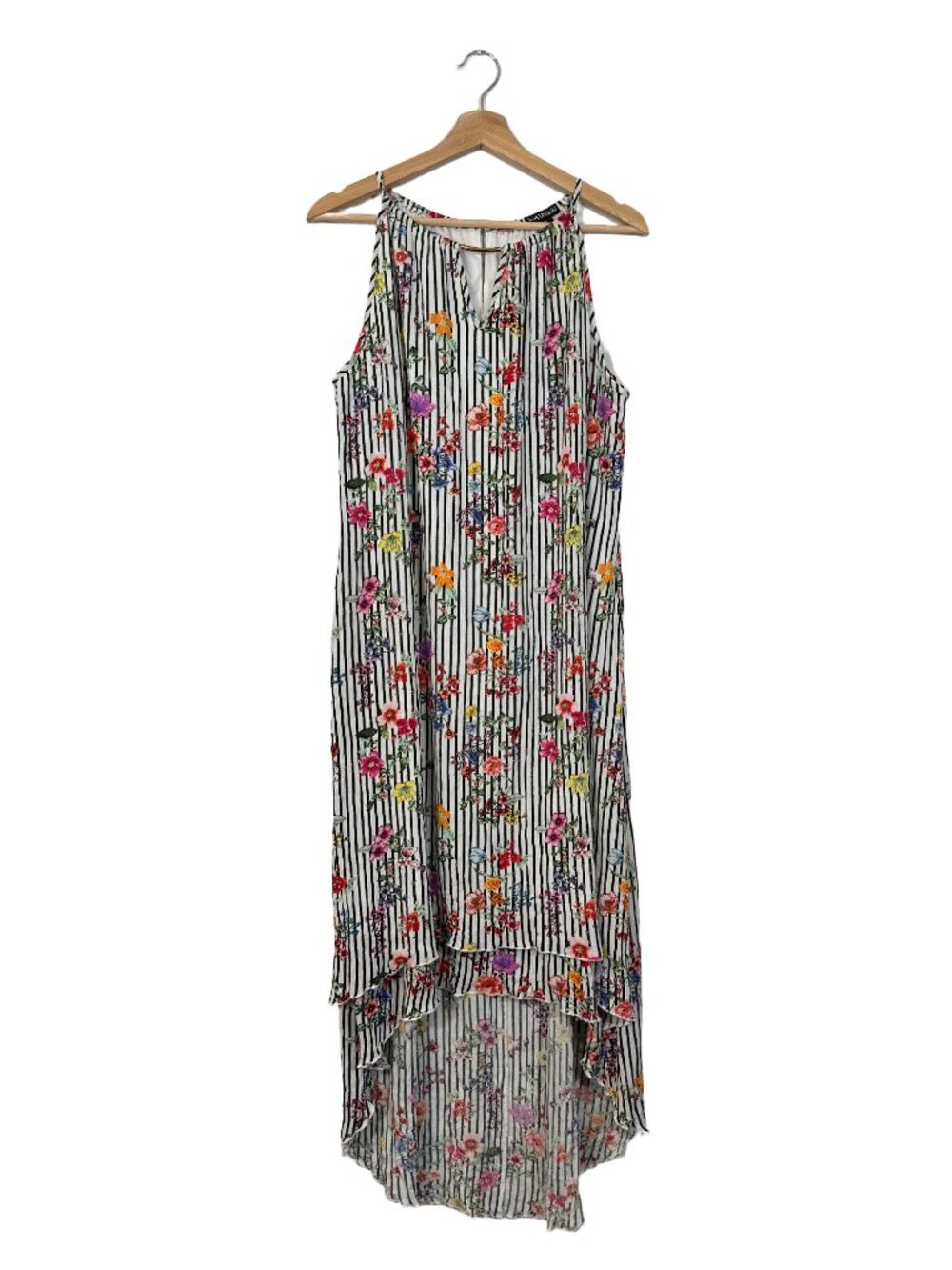 Nina Leonard Women's Floral High-Low Maxi Dress Size XL Artsy Eclectic Teacher